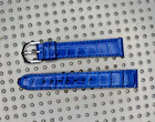 NEUF bracelet montre cuir facon crocodile 17mm bleu boucle metal