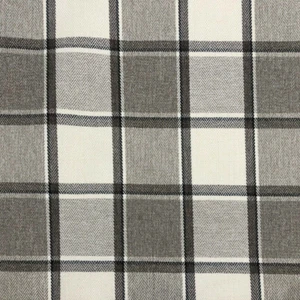Danbury Herringbone Check FR Fabric Grey | Woven Durable | Curtains Upholstery - Picture 1 of 2
