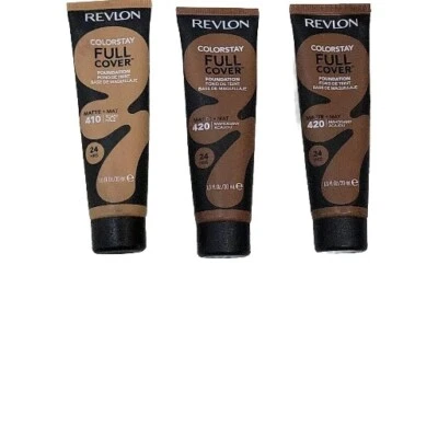 3 Pack Revlon ColorStay Full Cover Matte Foundation,1# 410 TOAST &2 MAHOGANY 420 - Image 1 of 2