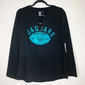 Womens NFL Jacksonville Jaguars Black Crewneck String Closure Sweatshirt Size XL - Picture 1 of 4