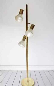 Rare MCM Mid Century Brass Three Light Pole Tension Floor Lamp - Picture 1 of 4