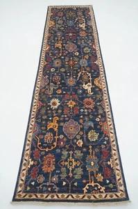 3 x 10 ft Navy Blue Bidjar Afghan Hand knotted Oriental Transitional Runner Rug - Picture 1 of 14