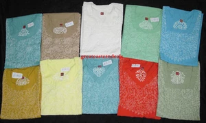 10x wholesale lot of 10  Chikan hand embroidered kurti top cotton Lucknowi L - Picture 1 of 3