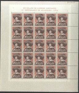 Zent. Maler Velazquez - Komplettes Blatt 25 Marken - Edifil 1341 ** MNH - Luxus - Picture 1 of 1