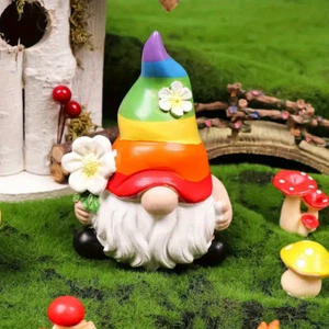 Garden Rainbow Gnome Resin Statue Decoration - Picture 1 of 7