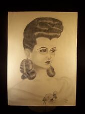 Elitist Madam Portrait 1953 Original Pencil Sketch by C. Kelm 