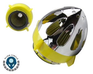 Rocket 2.5" Universal High Flow Short Ram Cold Intake Air Filter Yellow/Chrome - Bild 1 von 1