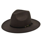 Wide Brim Wool Felt Fedora Panama Cowboy Girl Hat Casual Jazz Cap for men women