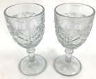 Indiana Glass Rayed Flower Clear Cordial Glass 3 Oz Stem Goblet Pair 1905-1920