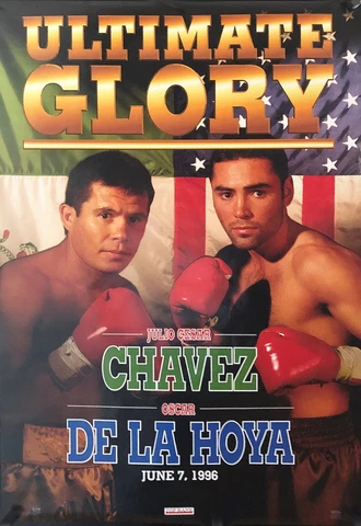 Original Vintage Julio Cesar Chavez Oscar de la Hoya Boxing On-Site Fight Poster Cover