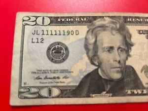 SIX OF A KIND FANCY SERIAL NUMBER (Low Digits)…$20 BILL,2009..AMAZING 11111190. - Picture 1 of 7