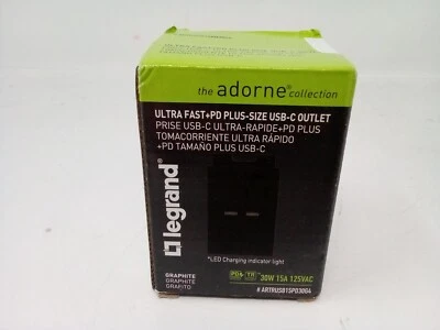 Legrand adorne Ultra-Fast 30W USB-C Outlet 15A 125VAC - Model ARTRUSB15PD3