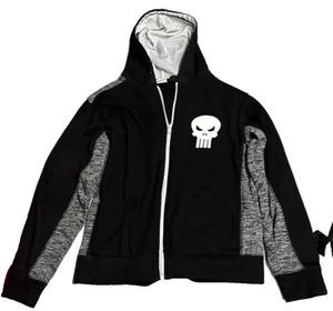 Marvel The Punisher Skull Fleece Lined Full Zip Hoodie - Hooded Sweatshirt Med. - Picture 1 of 4