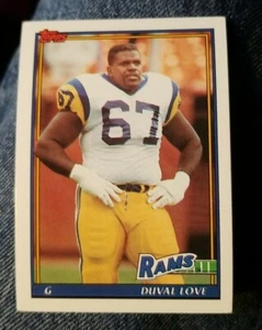 1991 tarjeta de fútbol americano Topps #543 Duval Love novato - Los Angeles Rams - Imagen 1 de 2