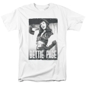 Bettie Page Fancy Page T Shirt Licensed 1950's Queen Of Pinups Model Tee White - Picture 1 of 2