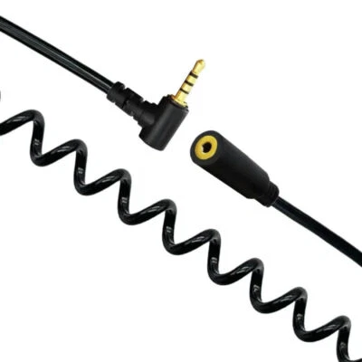 2.5mm 4 Pole Male to 2.5mm Female Angled Audio Stereo Extension Cable 1m - Image 1 of 3