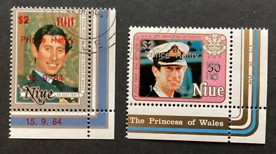 NIUE 1984 Nacimiento del Príncipe Harry Sobreimpresión Set vfu/cto (A567) Foto 1 de 2