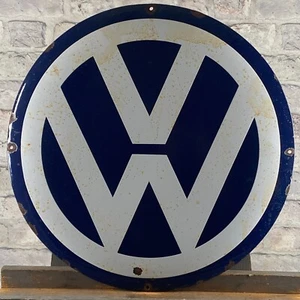VOLKSWAGEN Enamel Sign ø 19.7" (50cm) Nice Retro Memorabilia Vintage Garage Sign - Picture 1 of 17