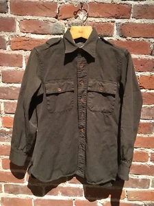 Camisa de Colección Elbeco Abotonada Militar Lana Gabardina Correa Cuello Marrón Años 40 50 - Imagen 1 de 10