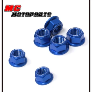 BLUE Rear Sprocket Nuts x6 For Kawasaki ZZR250 All Years - Picture 1 of 6