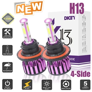 H13 9008 4-Sides LED Headlight bulbs High/Low Beam 6000K White Light 1600W - Picture 1 of 12