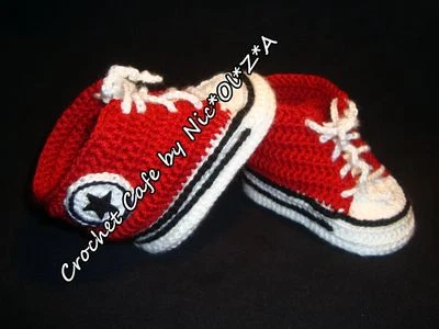 BOTINES DEPORTIVOS UNISEX DE GANCHILLO HECHOS A MANO ESTILO CONVERS Foto 1 de 4