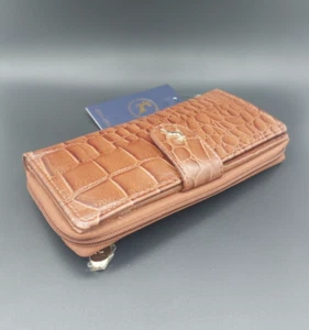 Ashwood Croc Large Leather Purse Tan Brown B99B2 - Picture 1 of 8