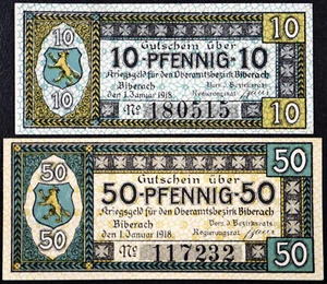 BIBERACH 1918 RARE Complete Set German Notgeld - Picture 1 of 2