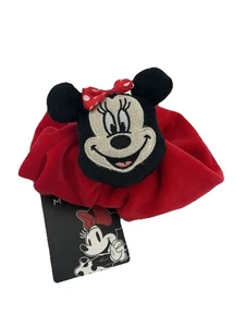 Disney Minnie Mouse Scrunchie Peluche Rojo Terciopelo Bordado Con Lazo Nuevo con Etiquetas - Imagen 1 de 3