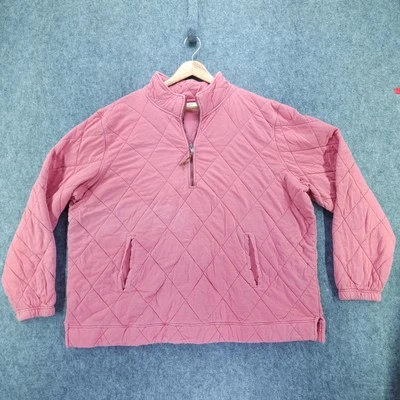 Maurices 女式 2X 1/4 码拉链绗缝粉色套衫运动衫  — 第 1/4 张图片