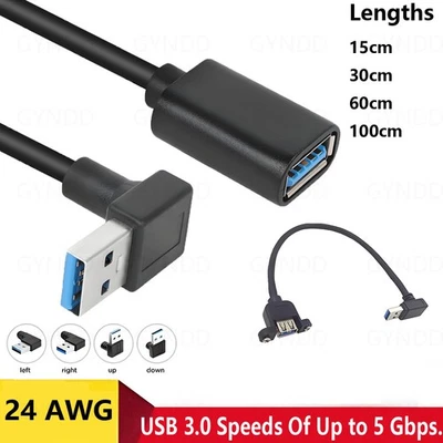 USB 3.0 High Speed 24AWG Copper Extension Cable A Male To Female Lead 15cm-100cm - Image 1 of 4