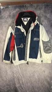 Vintage South Pole Ski Winter Coat Blue White Red 2XL Hidden Hoodie Heavy Duty - Picture 1 of 18
