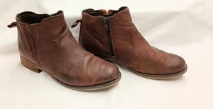 Josef Seibel Sienna Chelsea 45 Ankle Boot Sz40 9-9.5 Zip Waxed Camel Brn Leather - Picture 1 of 16