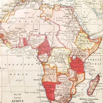 1920 Mapa África Político Sudán Egipto Madagascar Sahara Desierto Congo DWQ4 Foto 1 de 2