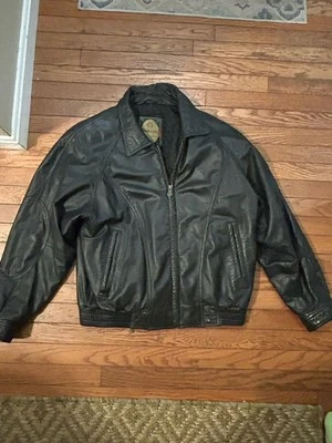 Vintage Members Only Leather Bomber Jacket Size Large Black Y2K 90s Biker - Image 1 of 4