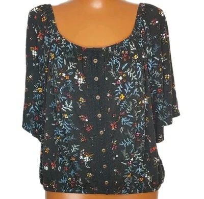 Top Corto Mudd Hombro Descubierto Mujer Talla XXL Negro Floral Oscuro Y2k De Colección Costero Boho  Foto 1 de 4
