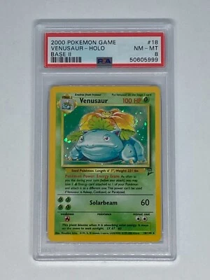 2000 Pokemon Base Set 2 Venusaur 18 Holo - PSA 8 NM/MT - Beautiful! - Image 1 of 2