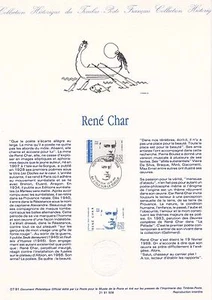 Philatelistisches Dokument 1. Tag: 07 1991 - René Char - Bild 1 von 1
