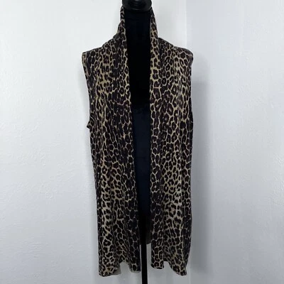 Chaleco Top Neiman Marcus Exclusivo Estampado Animal Seda Cachemira Frente Abierto Talla:S Foto 1 de 4