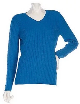 Suéter Pulôver Denim & Co. Essentials Gola V PINK BERRY 1X A203609 Novo - Imagem 1 de 4