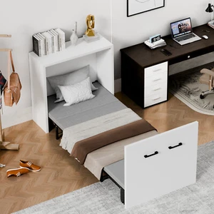 SUNYRISY Multi-Functional 2-in-1 Murphy Cabinet Bed, 4 Folded Bed With Mattress - Picture 1 of 9