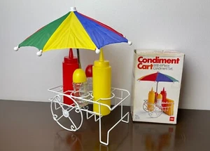 NEW * Nostalgic Vintage Condiment Cart * salt/pepper/mustard/ketchup holders/BBQ - Picture 1 of 2