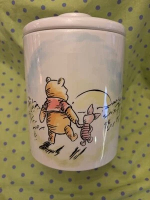 Disney Winnie the Pooh TODAY IS MY NEW FAVORITE DAY Ceramic 7" Canister NEW - Image 1 of 4