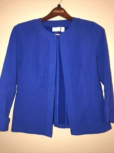 Chicos Jacket Size 1 Small royal bright Blue Dressy Jacket Hook & Eye Close - Picture 1 of 11