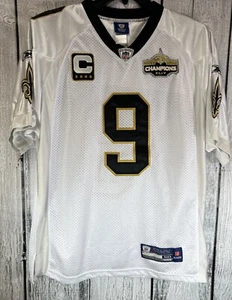 Reebok 2010 Super Bowl Saints Drew Brees Captain Size 50 White Stitched Jersey - Picture 1 of 12