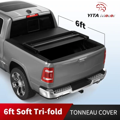 6FT Soft 3-fold Tonneau Cover for 2005-2021 Nissan Frontier Truck Bed Waterproof Foto 1 de 4