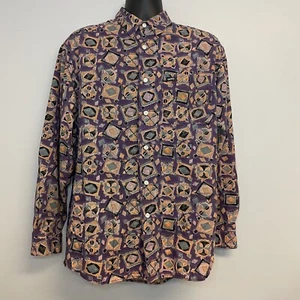 Vintage 90s GUESS Georges Marciano Shirt Men M Long Sleeve Geometric 17-17.5” - Picture 1 of 8