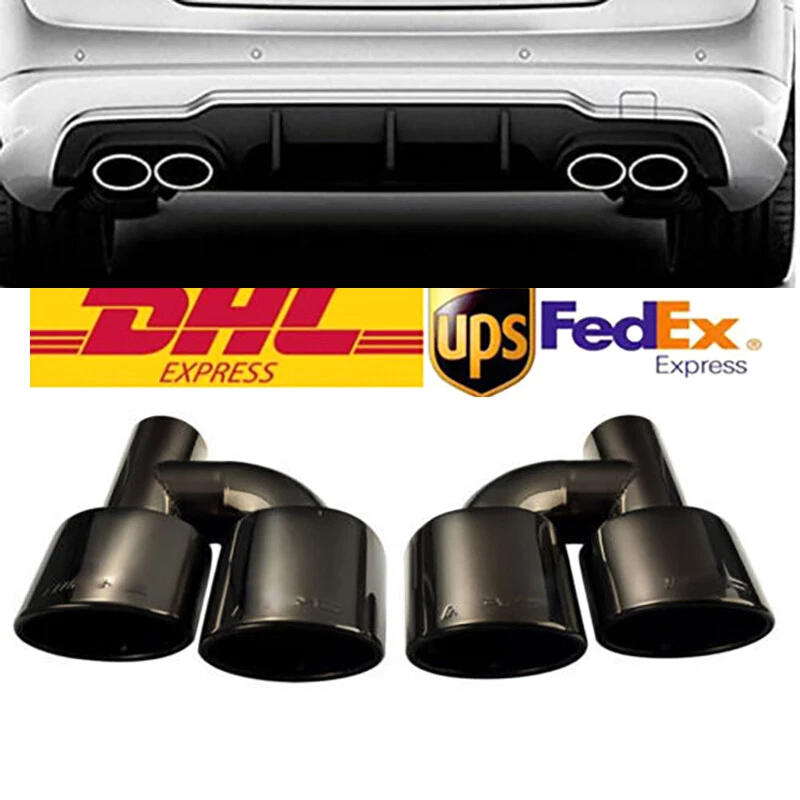 Pair Car Exhaust Pipe Tips For Mercedes Benz C Class W204 C180 C260 Update C63 — 第 1/4 张图片