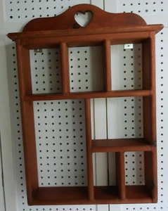 Vtg Wood Curio Wall Shelf Cut-Out Heart 7 Shelves Rustic Country 18" X 25.5" - Picture 1 of 18