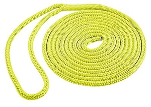 Neon Yellow DOCK LINE Double Braid Polyester 20ft 3/8in rope eye marine SL91633 - Imagen 1 de 1